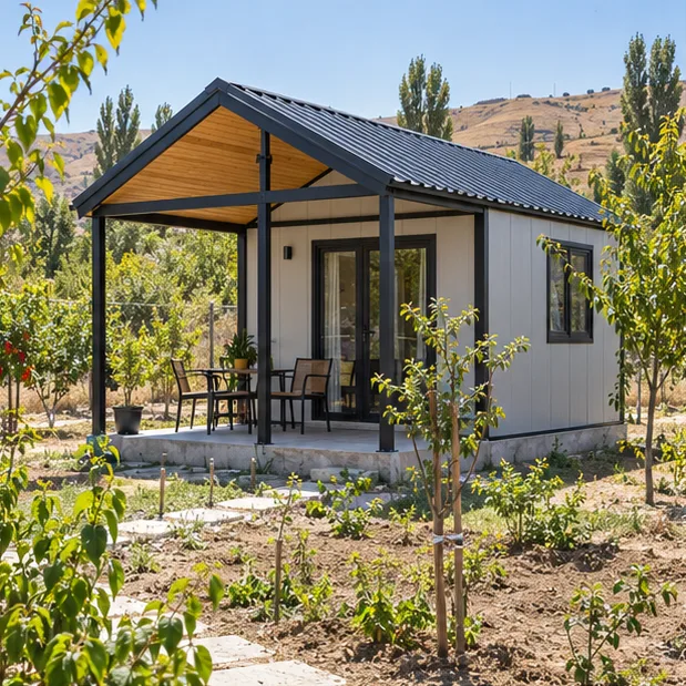 Çelik iskeletli hobi bahçesi evi